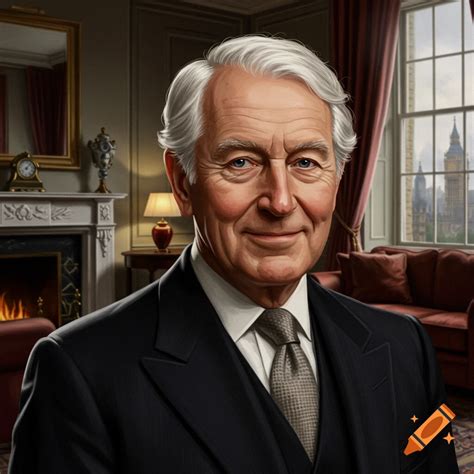 Elderly man in a suit posing indoors with a warm, elegant background.