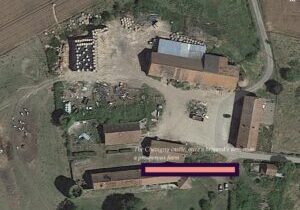 Satellite view, Chevigny Castle, 11th Century fortification, now a farm