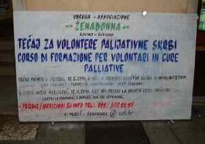 Banner calls for volunteers in palliative care training and assistance.