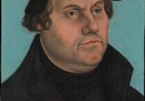 Portrait of a serious man in Renaissance attire and hat.